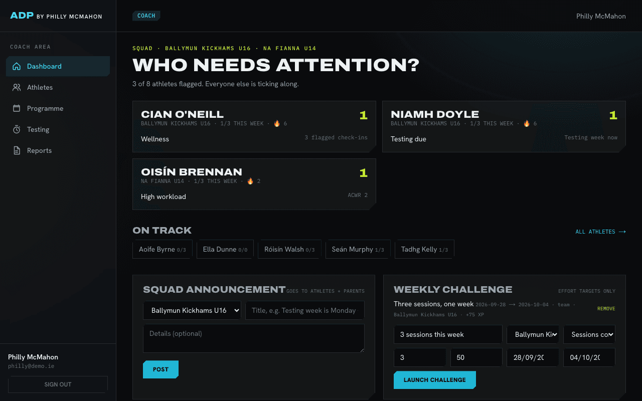 Coach view of the app